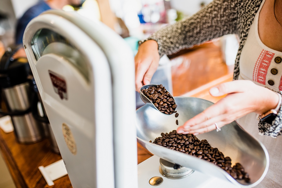 filling roasting bag at early bird coffee