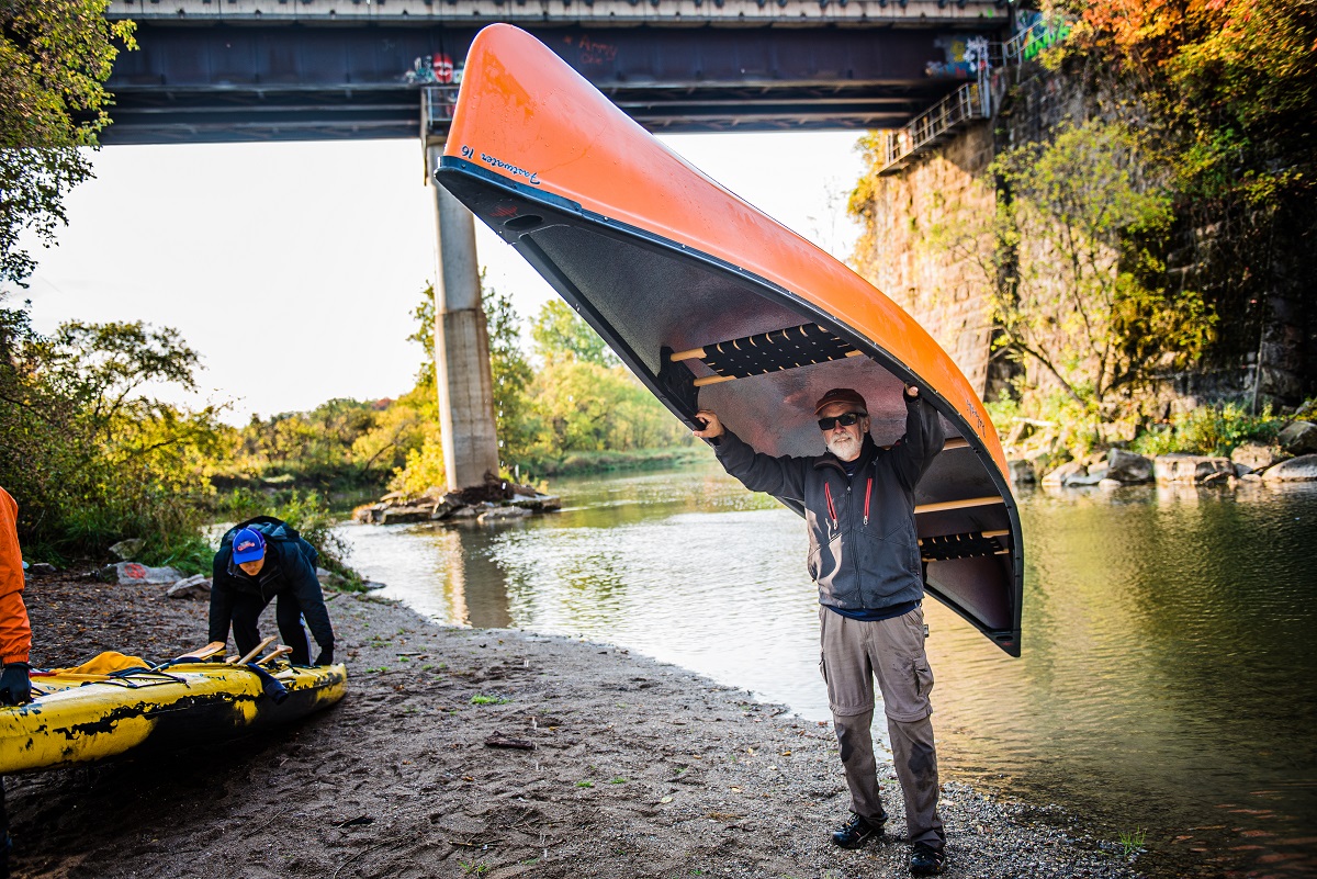 carrying a canoe