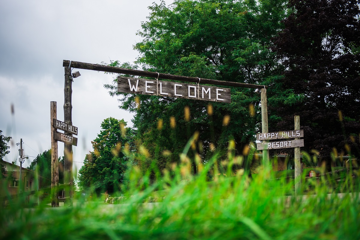 happy hills welcome sign