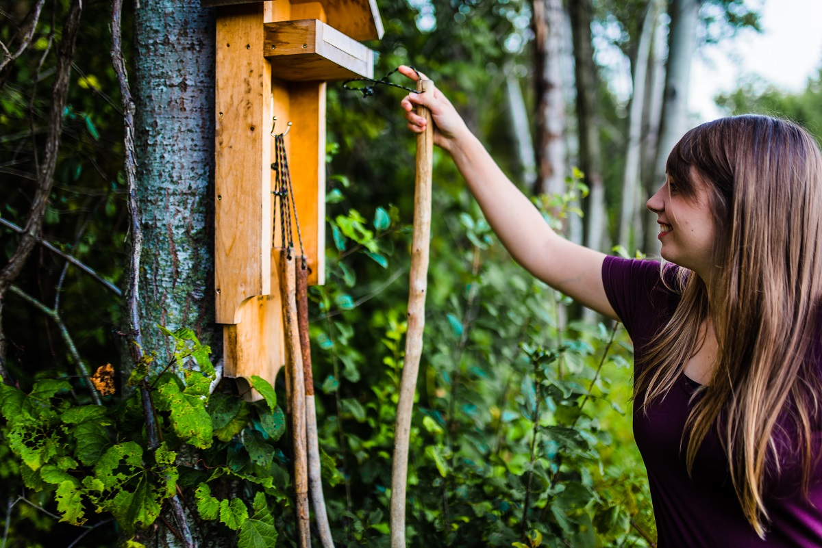 jacklyn on the hickson trail with walking stick