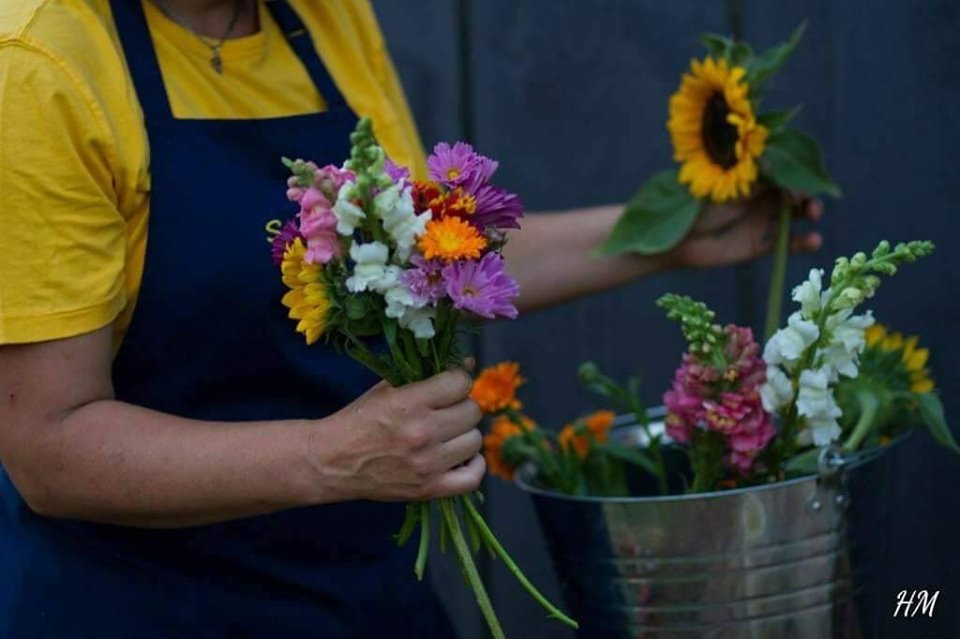 hilde arranging flowers