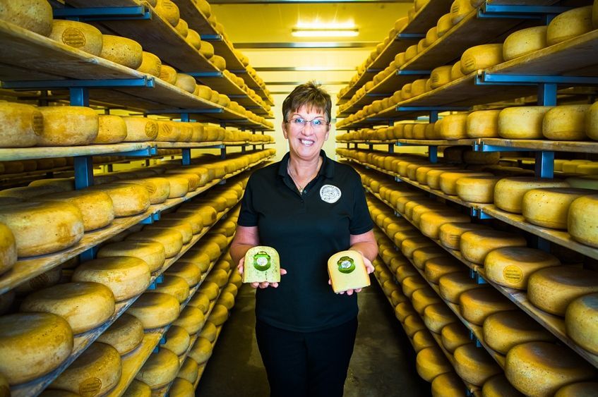 hannie in the ageing room at mountainoak cheese