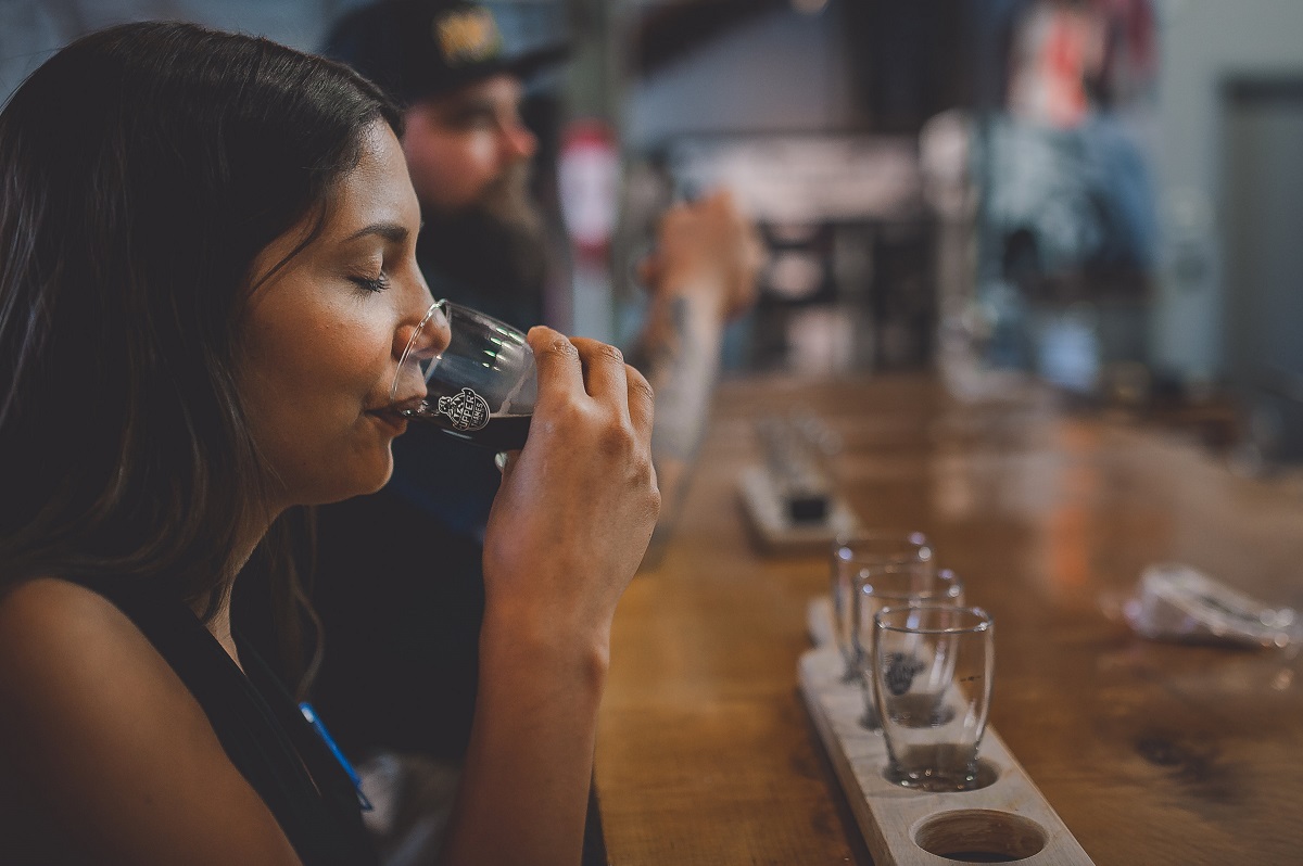 jess having a dark side flight at upper thames brewing company