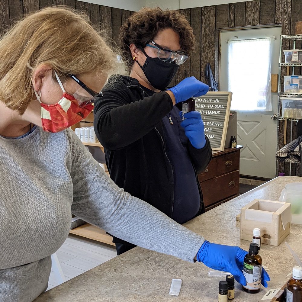 James and Meredith making soap