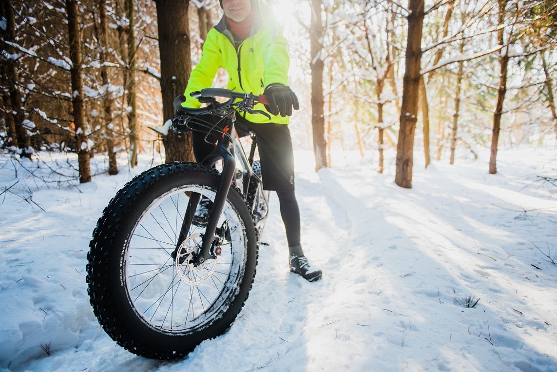 cyclist fat biking at The Pines